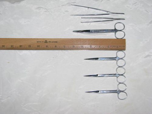 Mixed lot (6) medical instruments/scissors &amp; forceps, ALOE,SKLAR,V.MUELLER,ETC