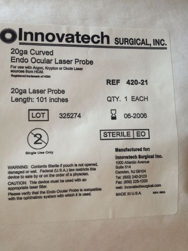 Innovatech curved endo ocular laser probe 20 guage 101 inches new! for sale