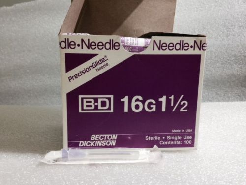 BD Becton-Dickinson PrecisionGlide  Needles Box/100 16G 1.5&#034; 305198