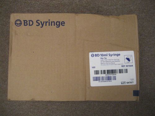 BD 10ml Syringe slip tip Tip (100 Count) 1- Box Ref:301604 ( new sealed)