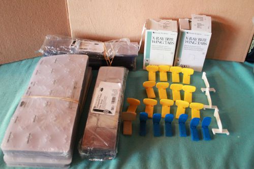 Lot of  plastic x-ray  mounts, bite wing tabs, xcp posterior, anterior blocks for sale
