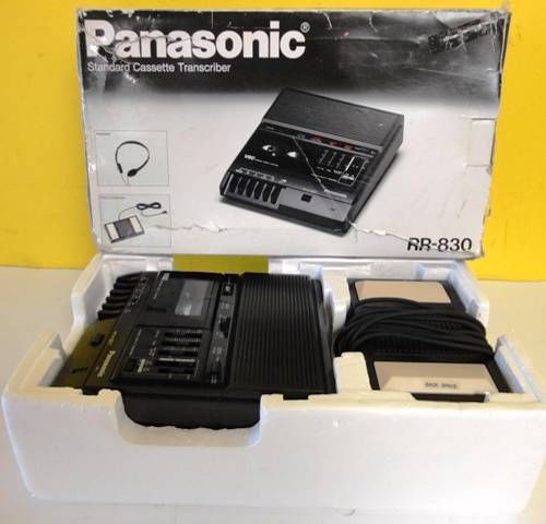 Panasonic Cassette Transcriber Dictation Machine Model RR-830 w/ Box Pedal Used