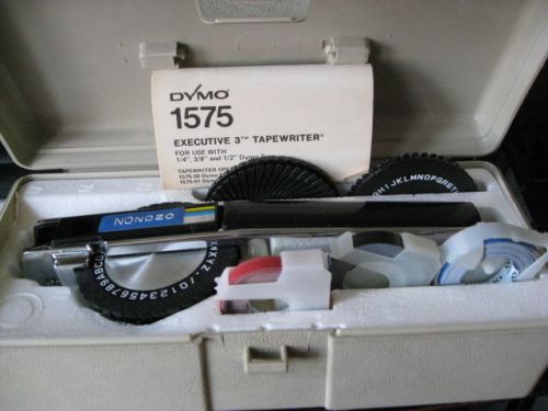 Vintage Dymo 1575 Executive 3 Tapewriter Label Maker w/3 Wheels, 3 Tapes Chrome