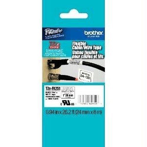 Brother tze-fx251 24mm (0.94) black on white flexible id tape 8m (26.2 ft) for sale