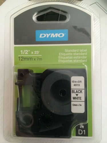 Dymo D1 Label BLACK on WHITE 1/2&#034; Refill Tape 45113 (43113 Replacement)