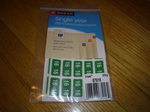 New 250PK Smead Ets Color-coded Year Label 67916 - 1&#034; Width X 0.50&#034; Length