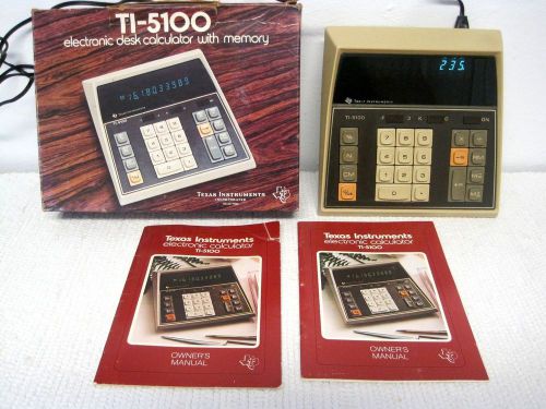 Vintage 1977 TI-5100 Texas Instruments Electronic Desk Calculator w/Box &amp; Manual