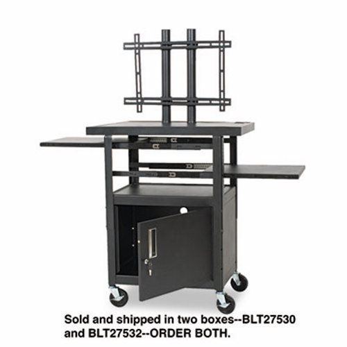 Height-adjustable flat panel tv cart, 4-shelf, 24w x 18d x 46h, black (blt27532) for sale