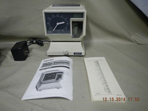 AMANO TCX-11 ELECTRIC EMPLOYEE TIME CLOCK PUNCH RECORDER CLOCK W/KEY&amp; TIME CARDS