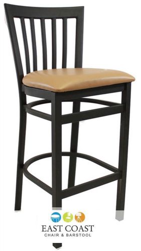 New gladiator full vertical back metal restaurant bar stool with tan vinyl seat for sale