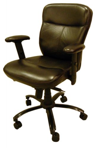 Black leather office swivel tilt desk chair for sale