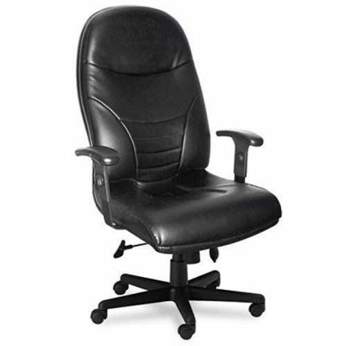 Mayline comfort series executive high-back chair, black leather (mln9413agblt) for sale
