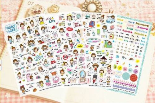 Travel Girl daily life Diary calendar Filofax Schedule Decoration Sticker 4sheet