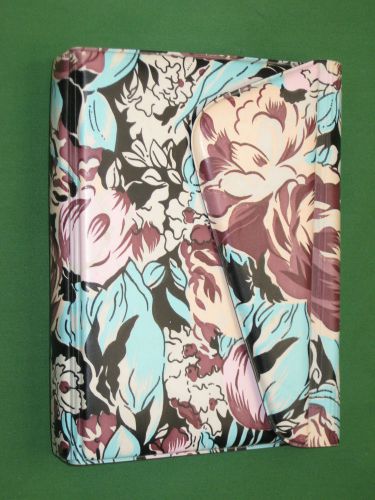 Compact 1&#034; pink floral faux-leather day runner planner binder franklin covey 096 for sale