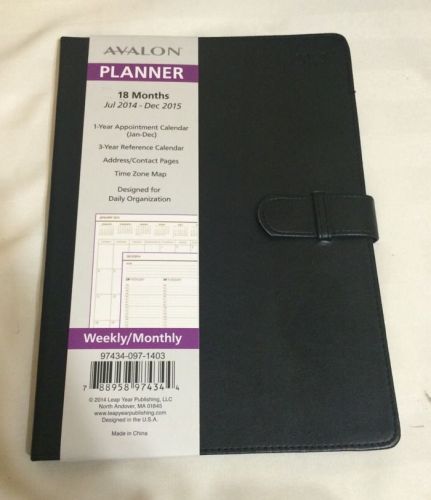 2015 Avalon Day Planner BLACK weekly Appointment Calendar Monthly 18 Months