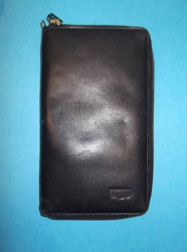 La Pearl Black Leather Organizer Wallet Zippered Case