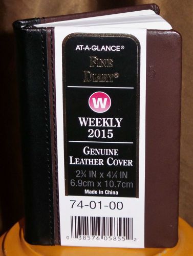 AT-A-Glance FINE DAIRY 74-01-00 2015 Weekly 100% Leather Pocket Planner &#034;Brown&#034;
