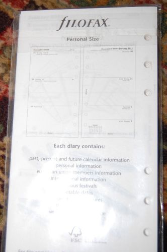 FILOFAX 2011 REFILL FOR PERSONAL size ORGANIZER WEEK ON 2 PAGES WHITE PAPER