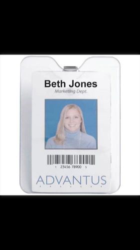 10 Packs X Advantus 75456 ID Badge Holder with Clip - 4&#034; x 3&#034; - Vinyl - 50/ Pack