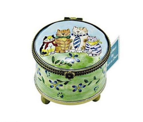 Kelvin chen enameled postage stamp holder - cat family w/ ties for sale