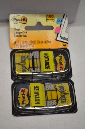 3M 680NZ2 Post-It Notarize Flags In Dispenser, 1&#034;x1-3/4&#034;, 100/PK, Yellow (BIN10)