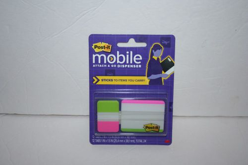 New Post It Mobile Attach &amp; Go Dispenser Stickies -PM-TABS2 24 tabs