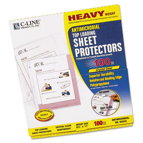 Hvywt poly sht protector, antimicrobial, clear, top-loading, 11 x 8 1/2, 100/bx for sale
