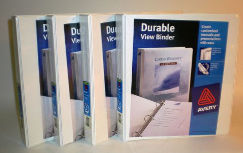 AVERY 1&#034; WHITE DURABLE VIEW BINDERS 25 COUNT NEW Letter 8.5&#034; X 11&#034; 175 Sheet