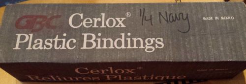 100 gbc cerlox plastic bindings 1/4&#034; navy presentation scrapbook spines for sale