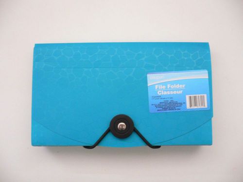 Blue Expandable File Folder Coupon Holder 6 Pockets Organizer BN