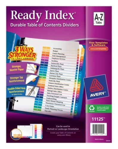 Avery A-Z Tabs #11125 3 Sets 78 Tabs Total 696920