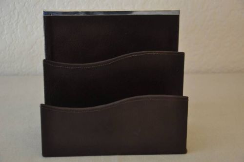 EXEC COLLECTION brown file holder for office desk 4&#034; x 6 1/2&#034; x 7&#034; NEW