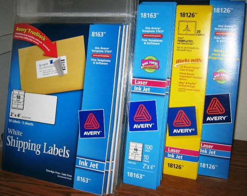 (28) Avery White Shipping Labels for Laser &amp; Ink Jet - 18126, 18163, 8163