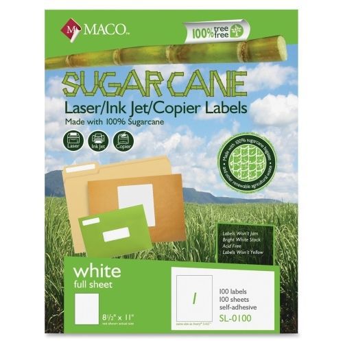 Maco Printable Sugarcane Mailing Label - 100 / Box  - Laser, Inkjet- White