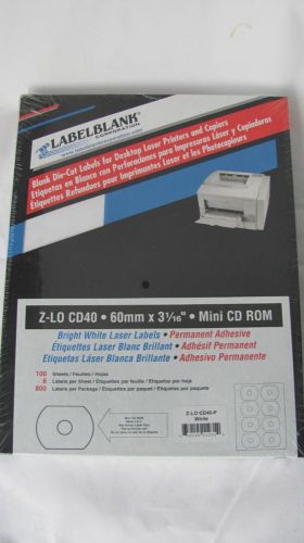 Lableblank mini cd lables  z-lo cd40-60mmx 3 1/16&#034; 800 lables 100 sheets of 8 for sale