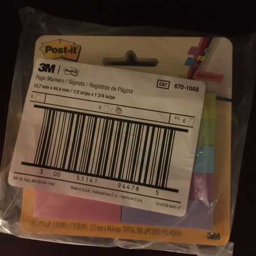 6 Packs Post-it Page Marker/flag - Self-adhesive, Removable, Reusable, (67010ab)