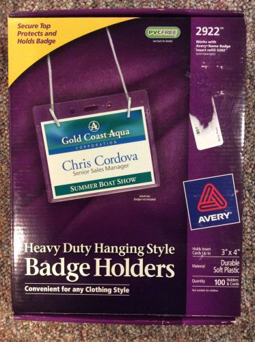 100pk Avery 2922 Hanging Style Flexible Name Badges Top Load Holders