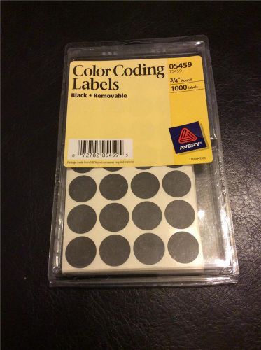 1000 Avery Black Color Coding Removable Round 3/4&#034; Labels #5459 New