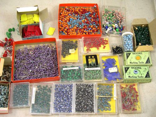 Huge Lot Map/Marking Tacks Flag Round Flat Numbered Triangle Moore Graffco