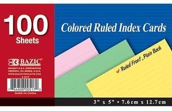 Ruled Ored Index Card 3 X 5 100 Nt 517