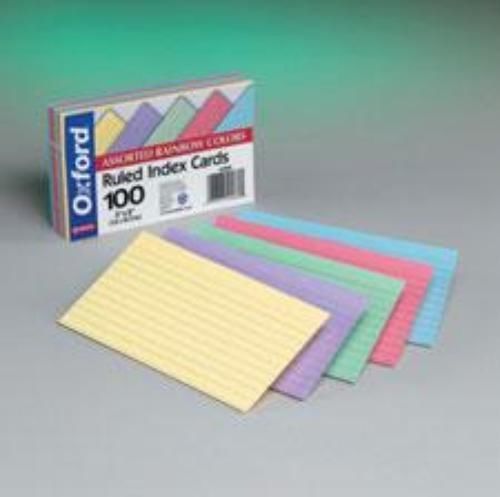 Ampad Oxford Index Cards 3&#039;&#039; x 5&#039;&#039; Ruled 100 Count Assorted Rainbow