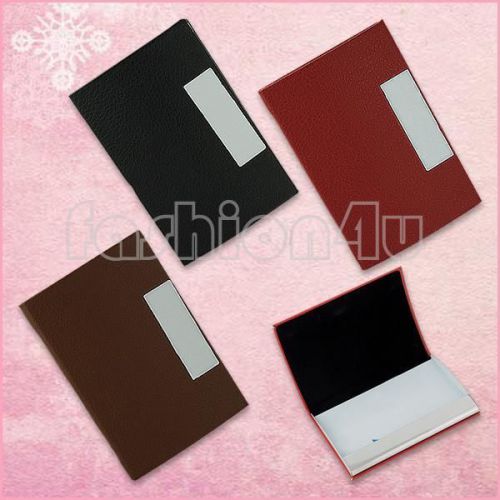 magnetic pu leather metal name credit business card case wallet holder pouch