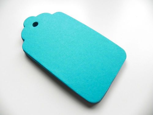 25 LARGE Turquoise Scallop Gift Tags Blank 80 lb. 2.25 x 4.5 Plain DIY handmade