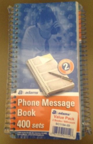 Lot Of 2 Adams Phone Message Book 400 Sets Per Book.  2 part Carbornless