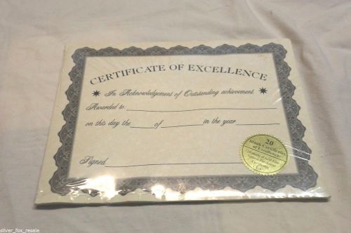 Pack of 20 New Certificate of Excellence Award Blank Parchment Sheets CE1 8 x 10