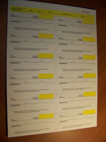 30 Sheets Professional Auctioneer Auction Clerking clerk Tickets 3 Part Bundle