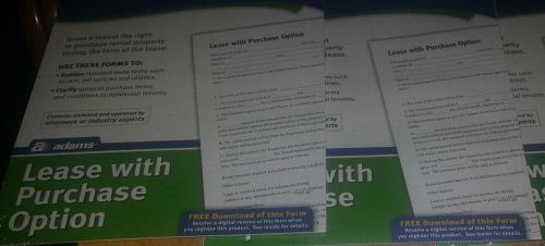 (2) Adams Lease With Purchase Option Forms, 8.5 x 11 Inch, 4-Pack, White (LF237)