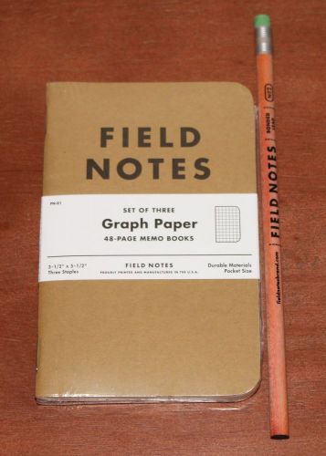 Field Notes Brand Graph Three-Pack Plus a No.2 Woodgrain Pencil