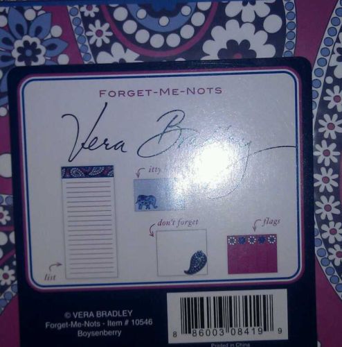 NEW Vera Bradley forget me nots 200 sticky notes Boysenberry