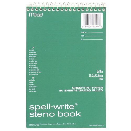Mead spell-write steno book - 80 sheet - gregg ruled - 6&#034; x 9&#034; - 1 (mea43080) for sale
